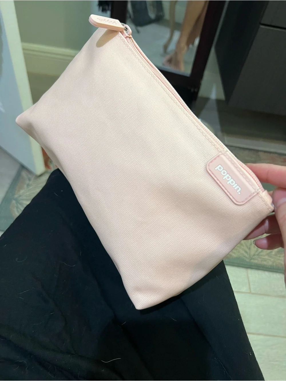 Poppin Medium Blush Pink Zip Cosmetic Pouch Like New!
